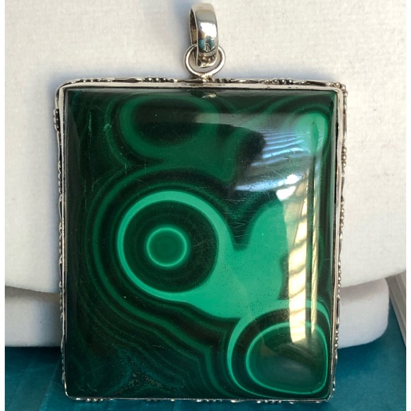 Malachite Gemstone in Sterling Silver Pendant